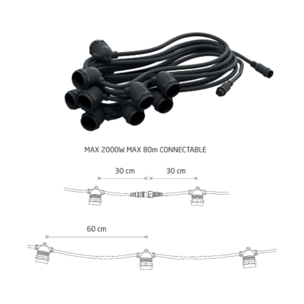 LYSK�DE 15XE27, 9M, IP65