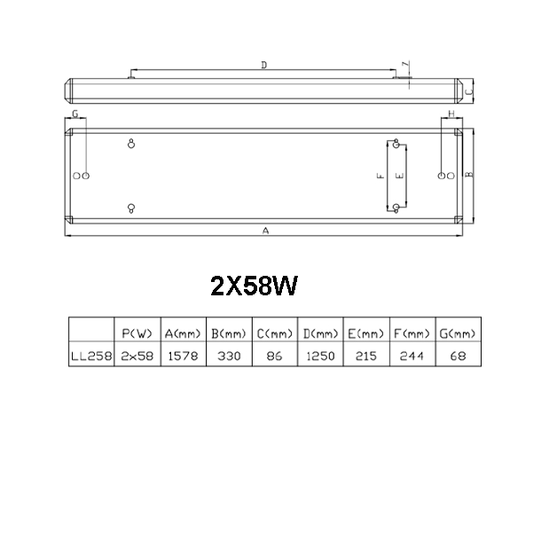 INTERI�R LED ARMATUR 2X1500MM